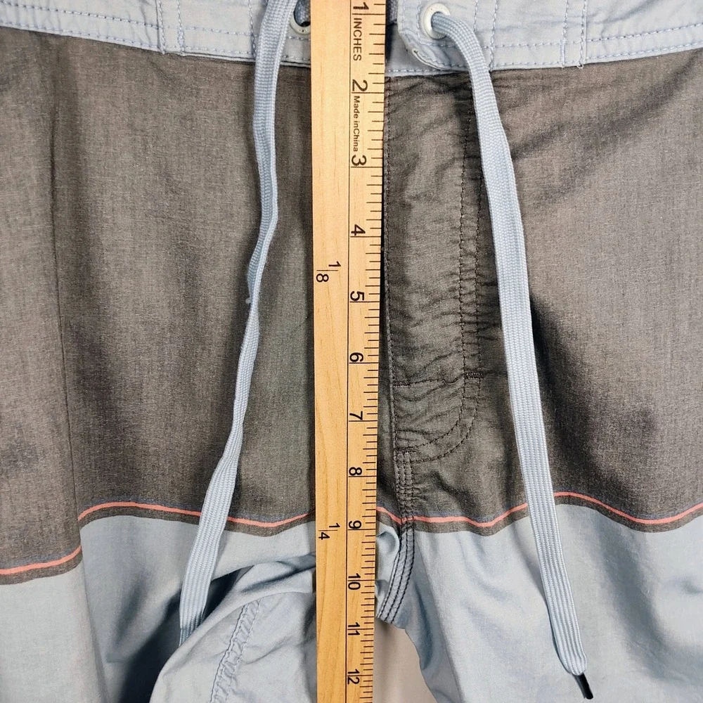 RVCA‎ Men's Board Shorts Size 32 Blue Grey Color Block Swim Trunks Zipper Fly